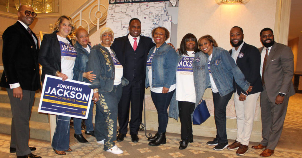 Jonathan Jackson and supporters at the Dynasty Banquet Hall in Hammond, Indiana