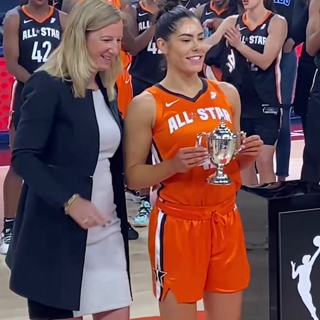 WNBA Commisioner Cathy Englebert and All Star game MVP Kelsey Plum