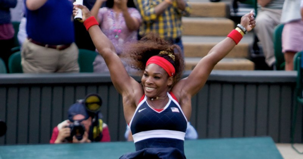 Serena Williams after winning a gold medal at the 2012 Olympics