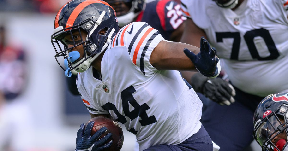 Chicago Bears running back Khalil Herbert rushed for 157 yards on 20 carries in Sunday’s victory over the Houston Texans.