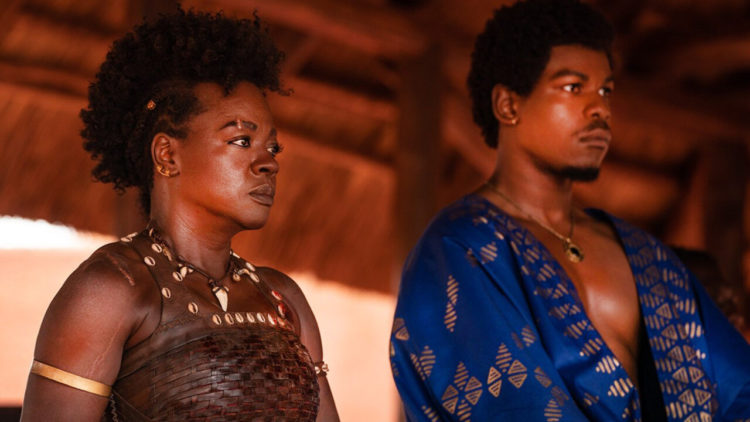 VIOLA DAVIS LEADS a sisterhood of warriors who are working on behalf of King Ghezo played by John Boyega (right). 