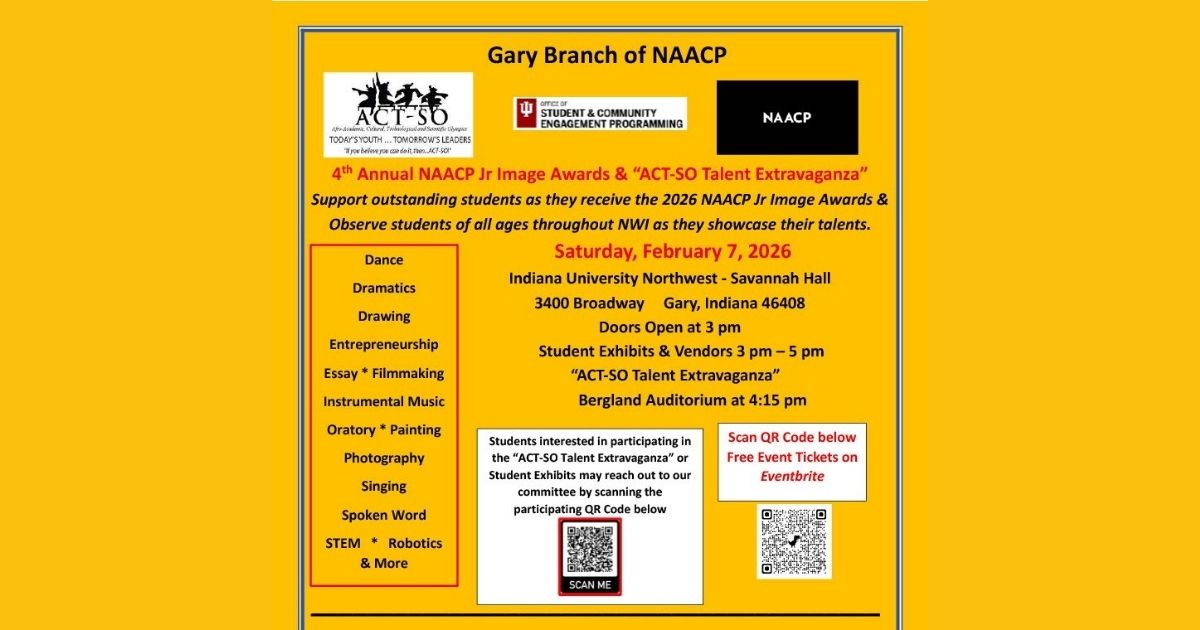 NAACP Gary Branch to Host 4th Annual NAACP Jr. Image Awards & ACT-SO Talent Extravaganza