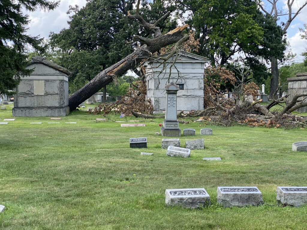 Oak Woods Cemetery Hit Hard after Storms