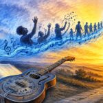 Sunrise Guitar and Open Bible Illustration by AI