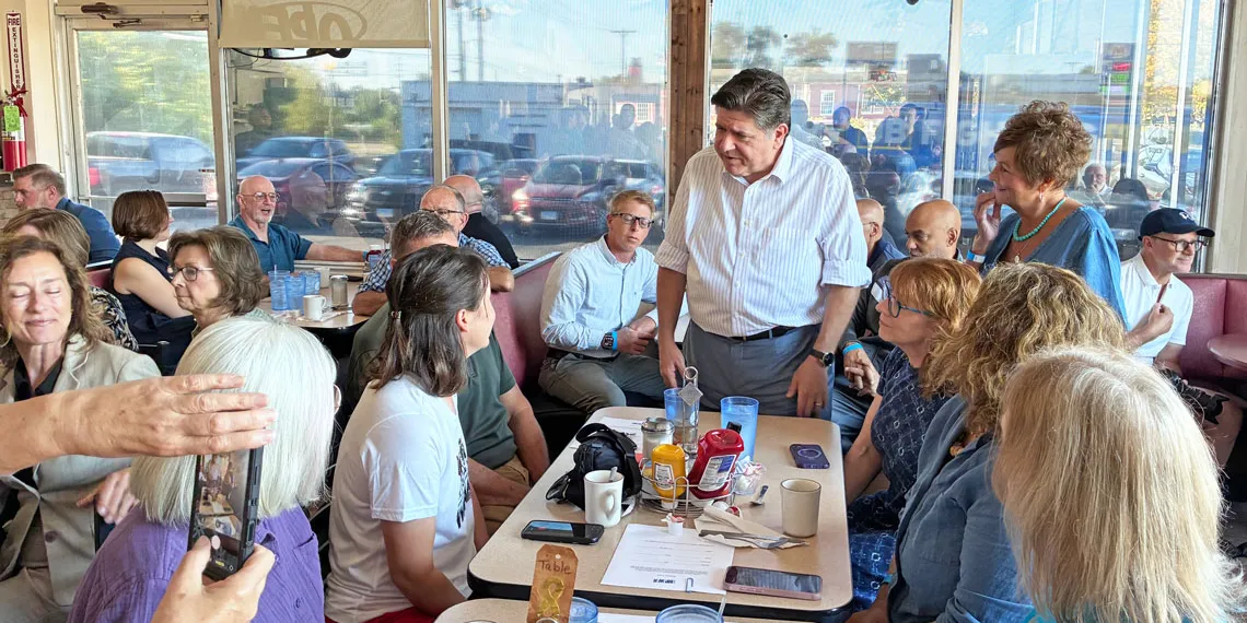 Pritzker Tours Illinois on Statewide Swing Seeking Third Term as Governor
