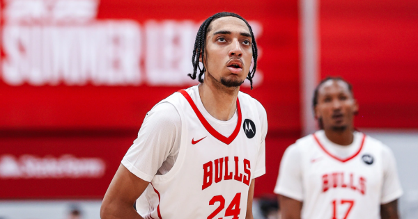 Chicago Bulls Forward, Noa Essengue, practicing in preparation for the Summer League 2026-2027. (Photo credit Sam Smith/Bulls.com)