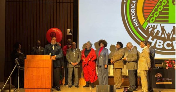 HSI President and CEO Donald Dew delivers opening statement at the press conference to launch HSI’s national Historically Black Community Based Organizations (HBCBO) Initiative.